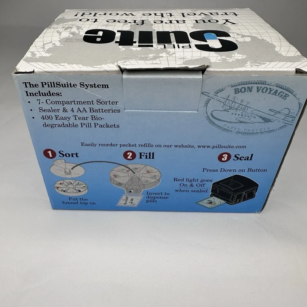 PillSuite Pill Organizer System Heat Sealer Travel Medication Kit Bags